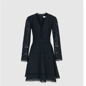REISS - SELINA BRODERIE RUFFLE MINI DRESS